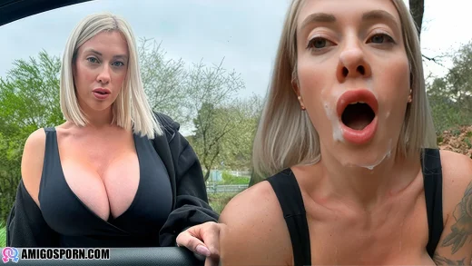 OnlyFans BunnyBlondyX — Big Tits Blonde Hitchhiker Wants Me To Cover Her Face With a Big Load of Cum
